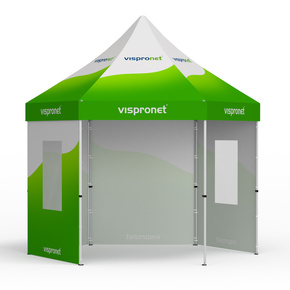 Faltzelt Select Hexagon 4 m, 4 Wände, mit Druck