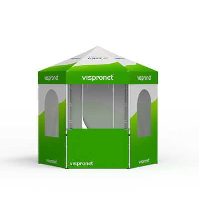 Faltzelt Select Hexagon 3 m, 6 Wände, mit Druck