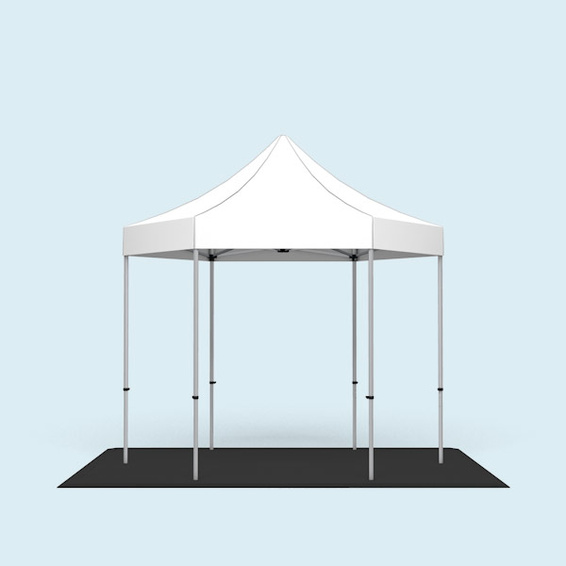 Faltpavillon Select Hexagon 3 m kombiniert mit dem Bodenplatten-Set 3 m