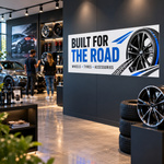 Permanent haftender Aufkleber als langlebige Werbegestaltung auf glatten Flächen in Verkaufs- und Showrooms