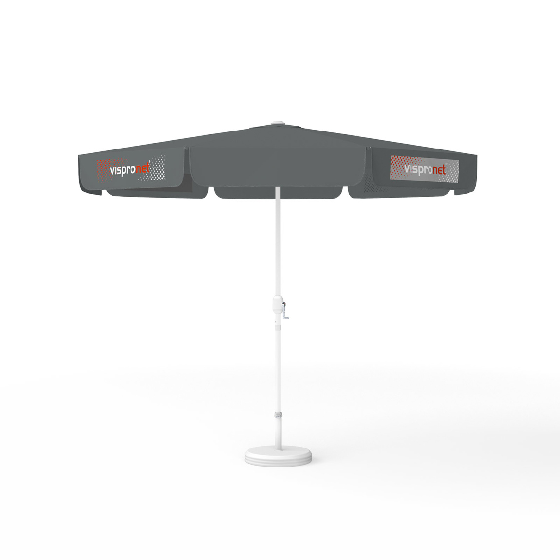 Sonnenschirm mit Logodruck, ø 300 cm, 4 Volants mit 2 Motiven im Wechsel bedruckt