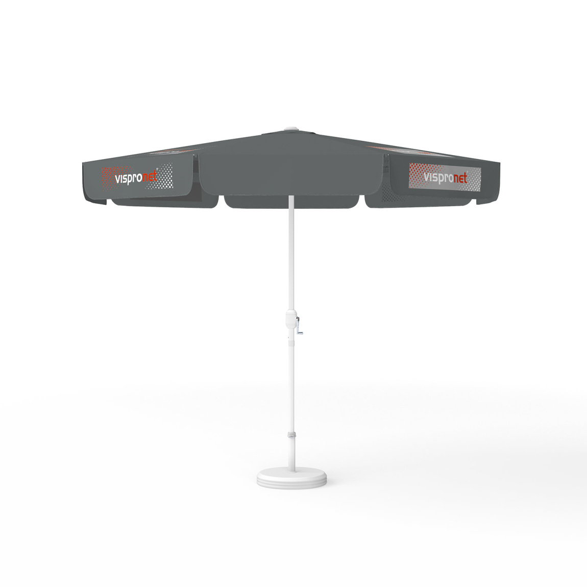 Sonnenschirm mit Logodruck, ø 300 cm, 4 Segmente mit 2 Motiven im Wechsel bedruckt