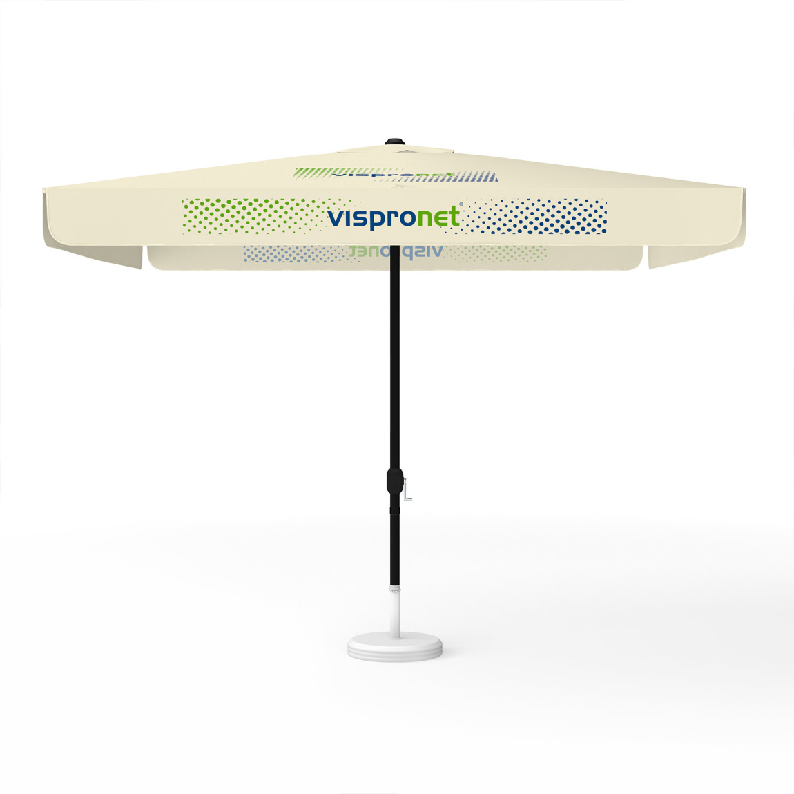 Sonnenschirm mit Logodruck, 300 x 300 cm, 2 Segmente bedruckt