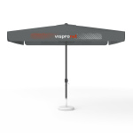 Sonnenschirm mit Logodruck, 300 x 300 cm, 4 Volants mit 2 Motiven im Wechsel bedruckt