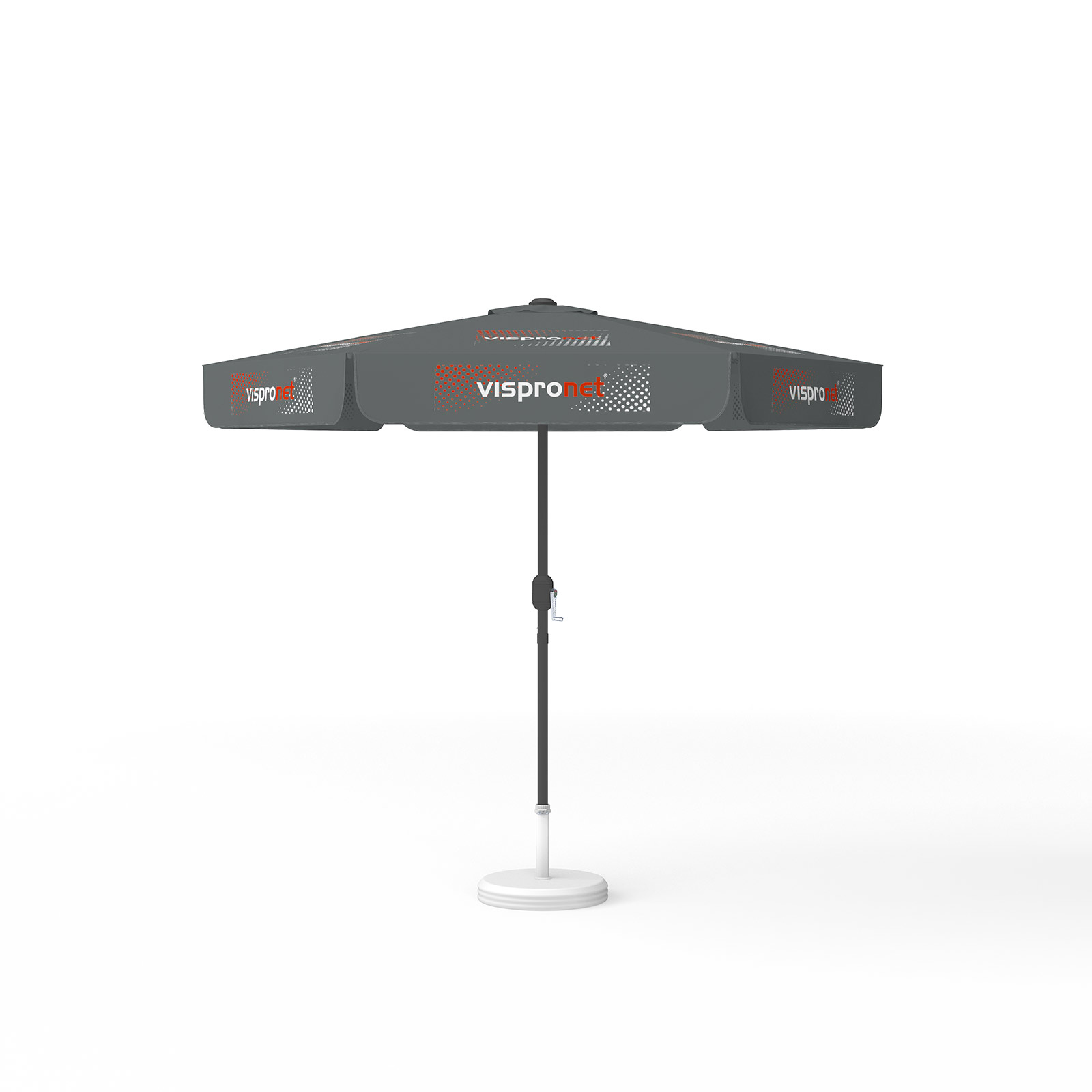 Sonnenschirm mit Logodruck, ø 250 cm, alle 6 Segmente mit 1 Motiv bedruckt