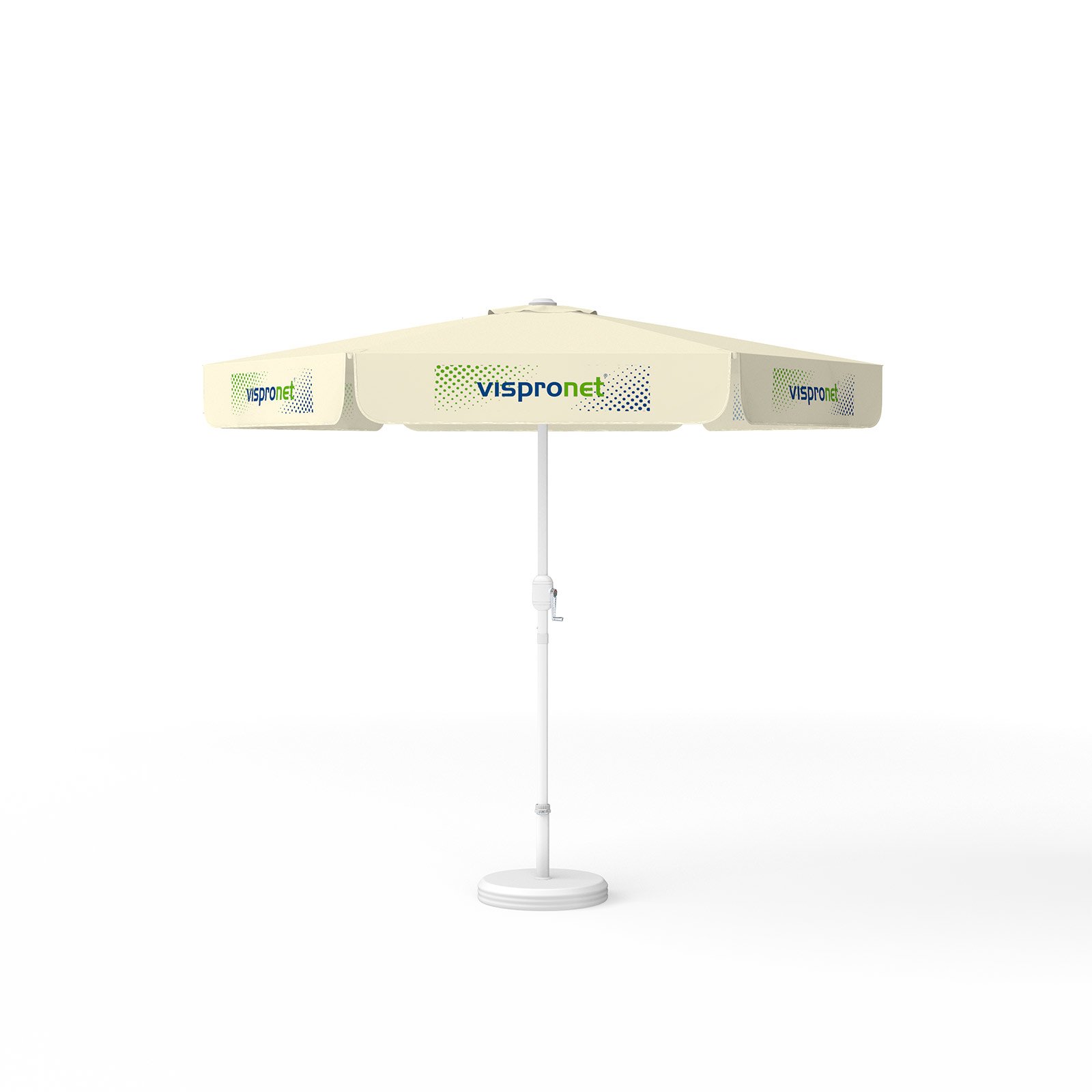 Sonnenschirm mit Logodruck, ø 250 cm, alle 6 Volants mit 1 Motiv bedruckt