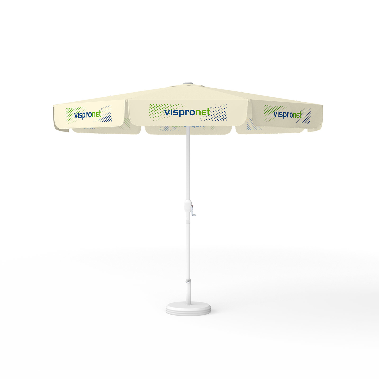 Sonnenschirm mit Logodruck, ø 300 cm, alle 8 Segmente mit 1 Motiv bedruckt