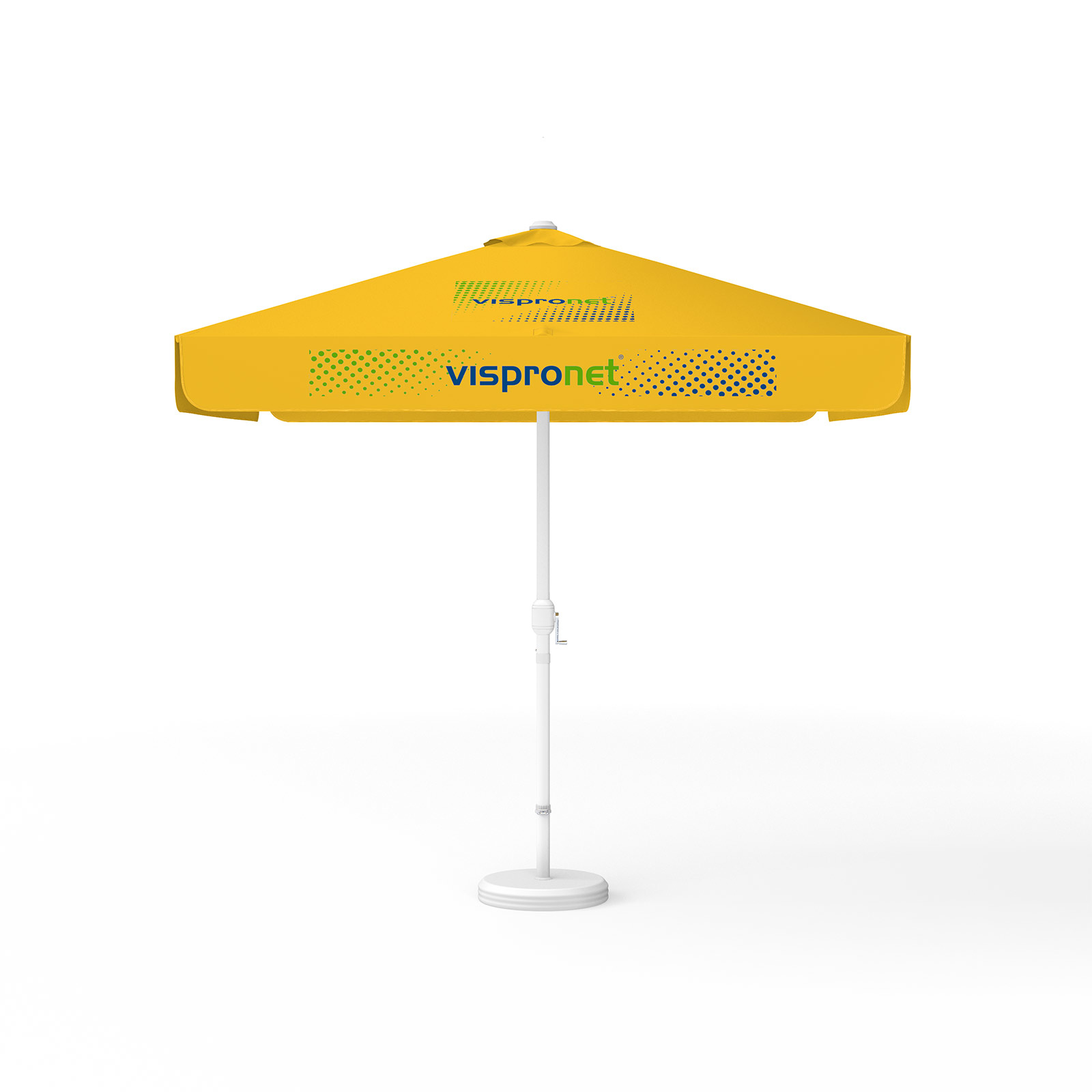 Sonnenschirm mit Logodruck, 250 x 250 cm, 4 Segmente mit 2 Motiven im Wechsel bedruckt