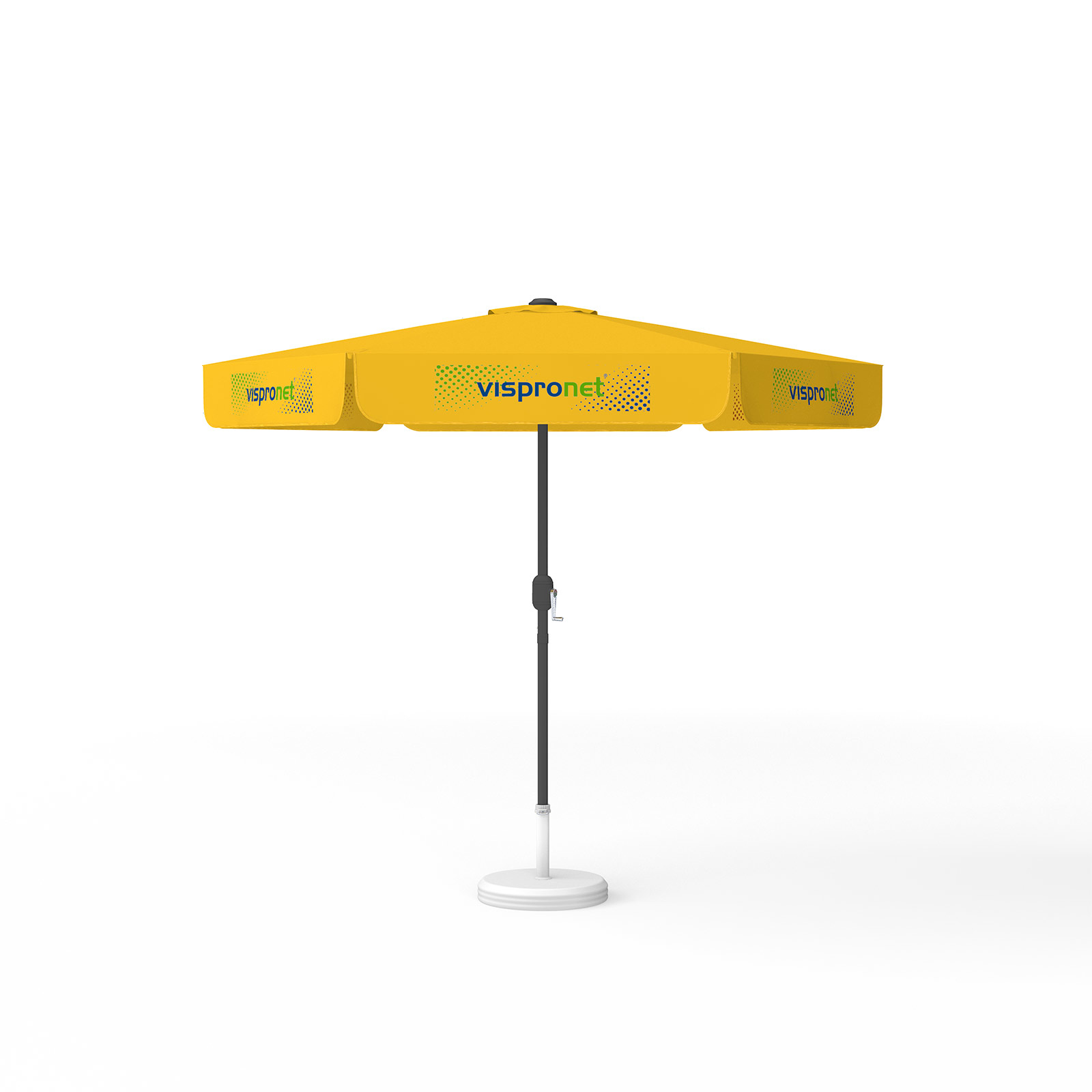 Sonnenschirm mit Logodruck, ø 250 cm, alle 6 Volants mit 1 Motiv bedruckt