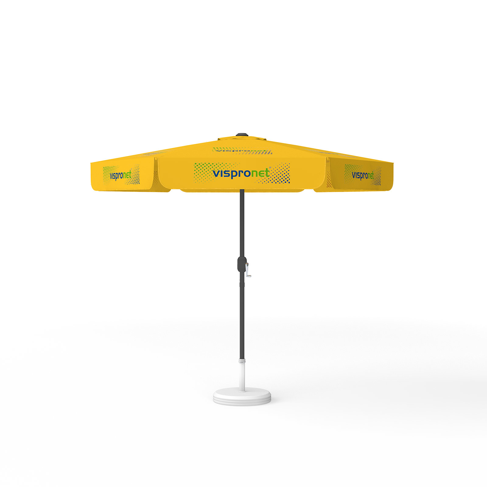 Sonnenschirm mit Logodruck, ø 250 cm, alle 6 Segmente mit 1 Motiv bedruckt
