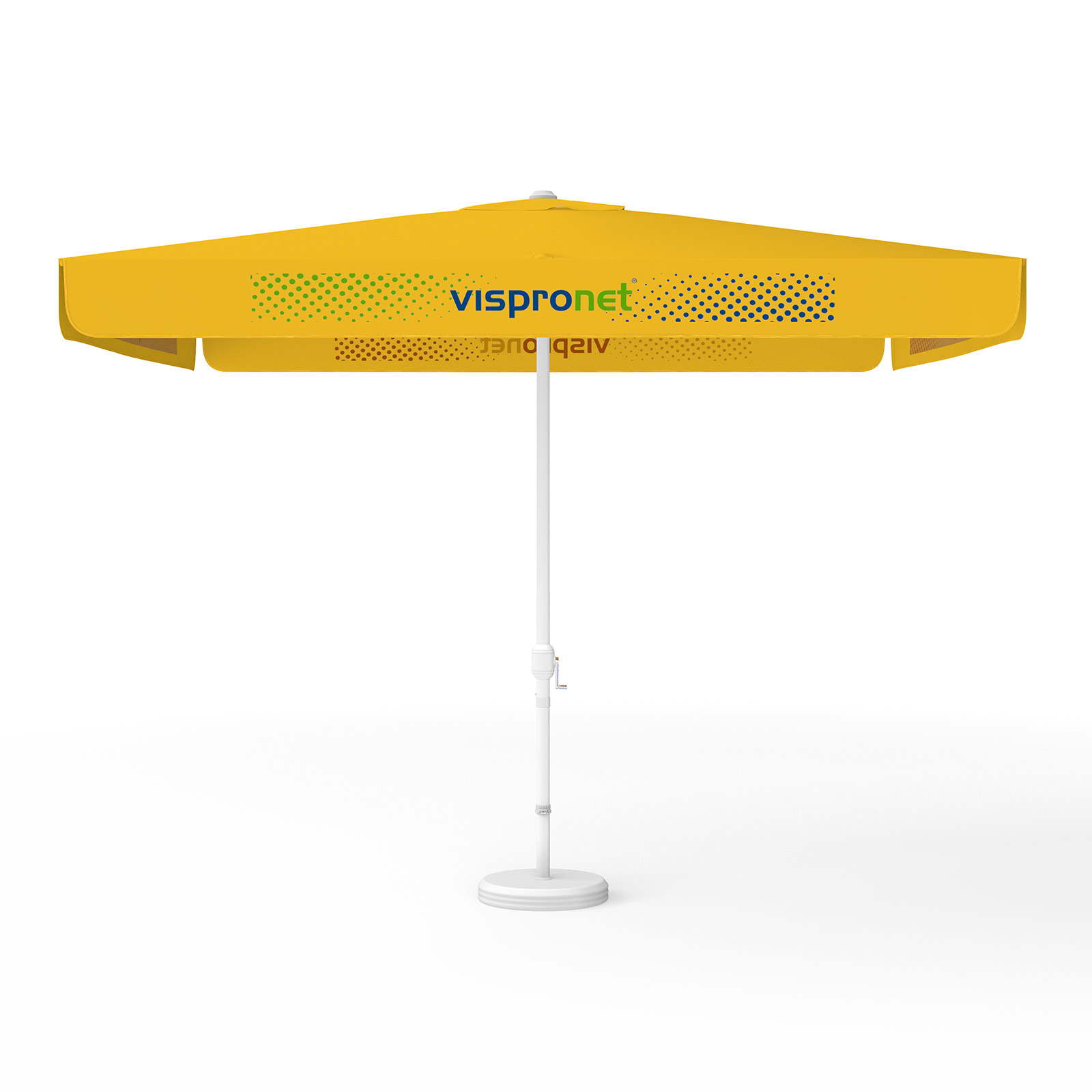 Sonnenschirm mit Logodruck, 300 x 300 cm, 4 Volants mit 2 Motiven im Wechsel bedruckt