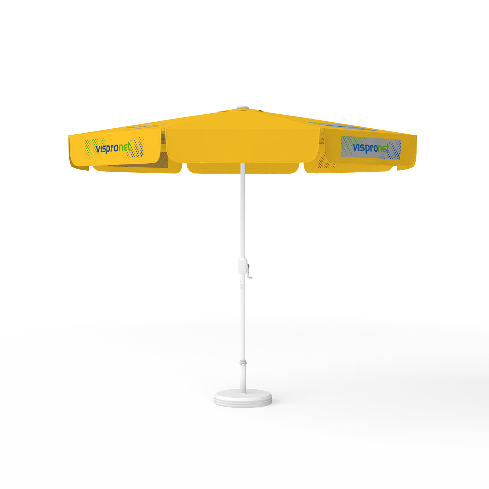 Sonnenschirm mit Logodruck, ø 300 cm, 4 Segmente mit 2 Motiven im Wechsel bedruckt
