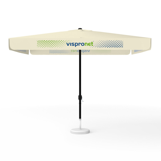 Sonnenschirm mit Logodruck, 300 x 300 cm, 4 Volants mit 2 Motiven im Wechsel bedruckt