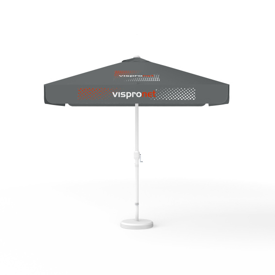 Sonnenschirm mit Logodruck, 250 x 250 cm, 4 Segmente mit 2 Motiven im Wechsel bedruckt