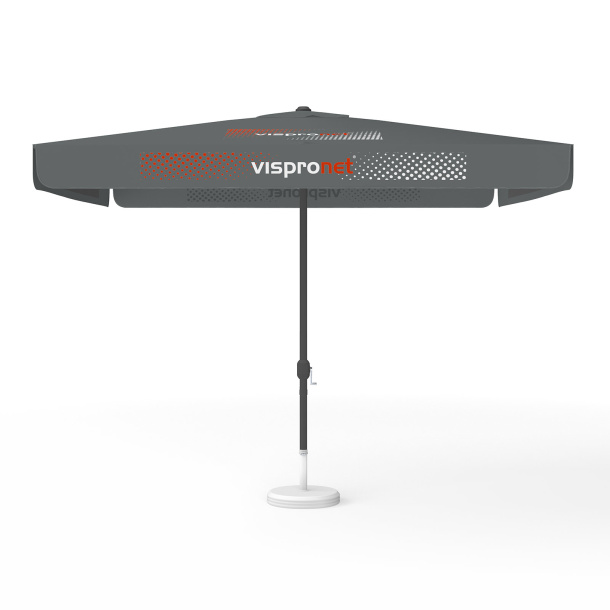 Sonnenschirm mit Logodruck, 300 x 300 cm, 4 Segmente mit 2 Motiven im Wechsel bedruckt