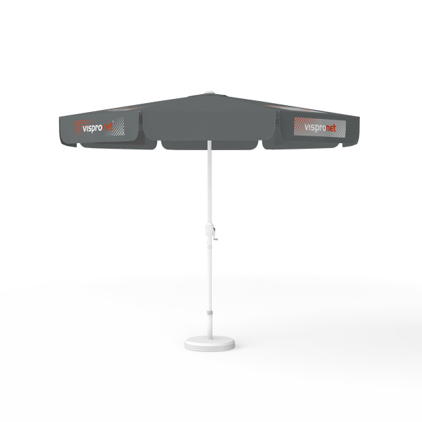 Sonnenschirm mit Logodruck, ø 300 cm, 4 Segmente mit 2 Motiven im Wechsel bedruckt