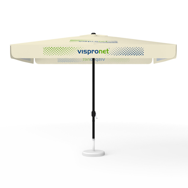 Sonnenschirm mit Logodruck, 300 x 300 cm, 4 Segmente mit 2 Motiven im Wechsel bedruckt