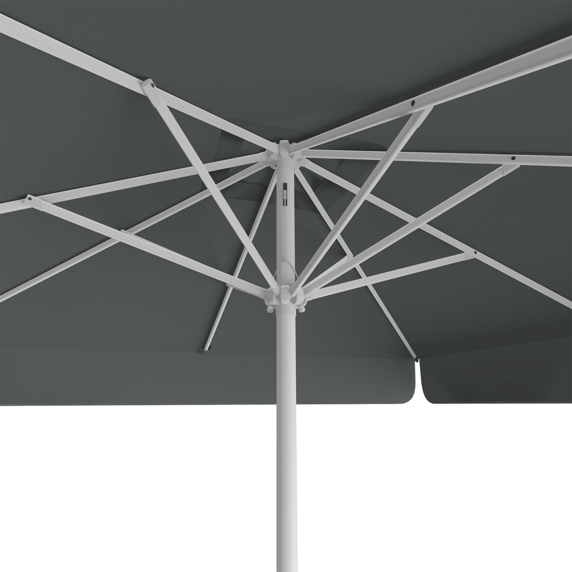 Sonnenschirm anthrazit, 250 x 250 cm, Ansicht von unten