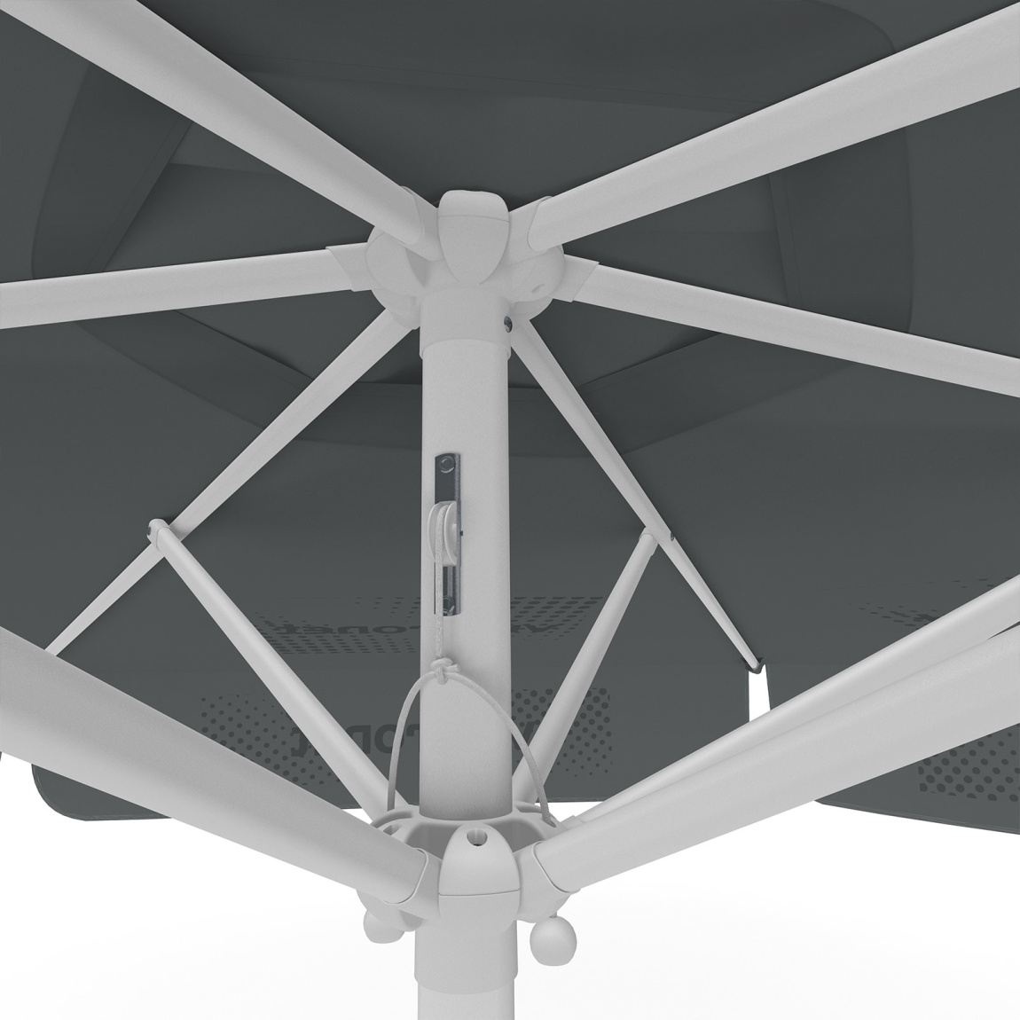 Sonnenschirm mit Logodruck, ø 250 cm, Detail Seilzug