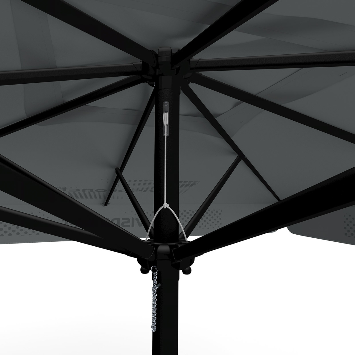 Sonnenschirm mit Logodruck, 300 x 300 cm, Detail Seilzug