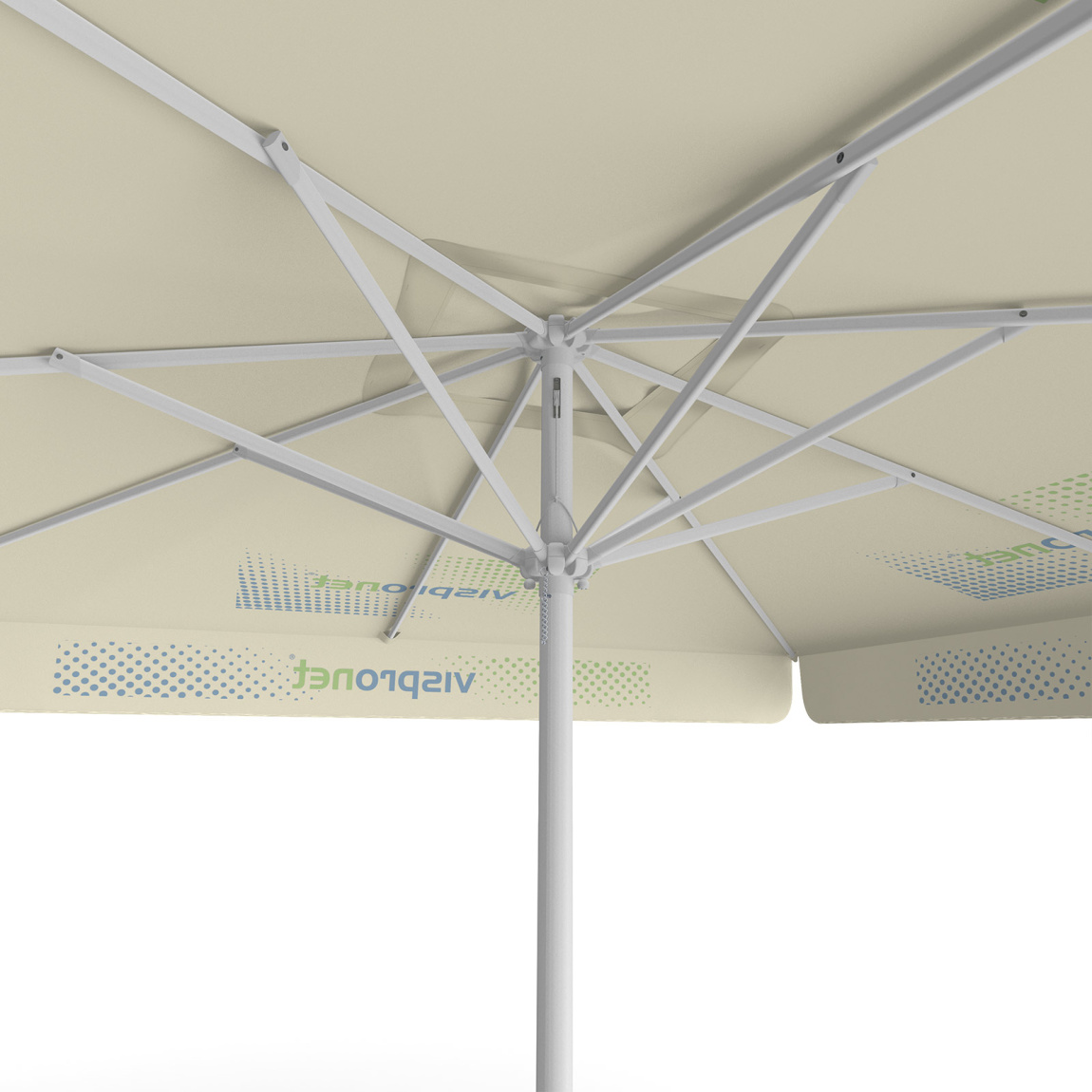 Sonnenschirm mit Logodruck, 300 x 300 cm, Ansicht von unten