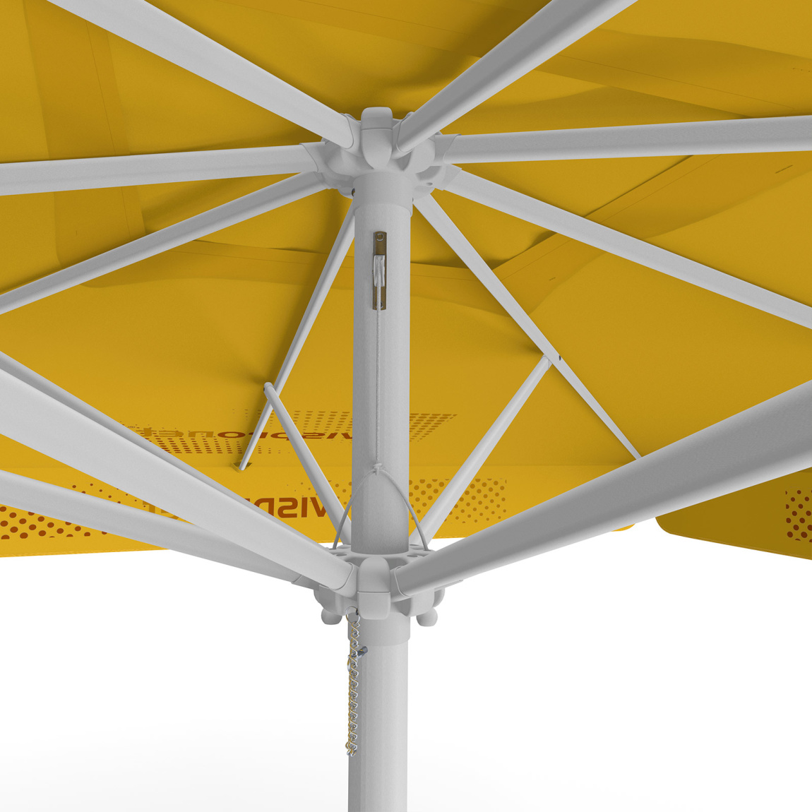 Sonnenschirm mit Logodruck, 300 x 300 cm, Detail Seilzug