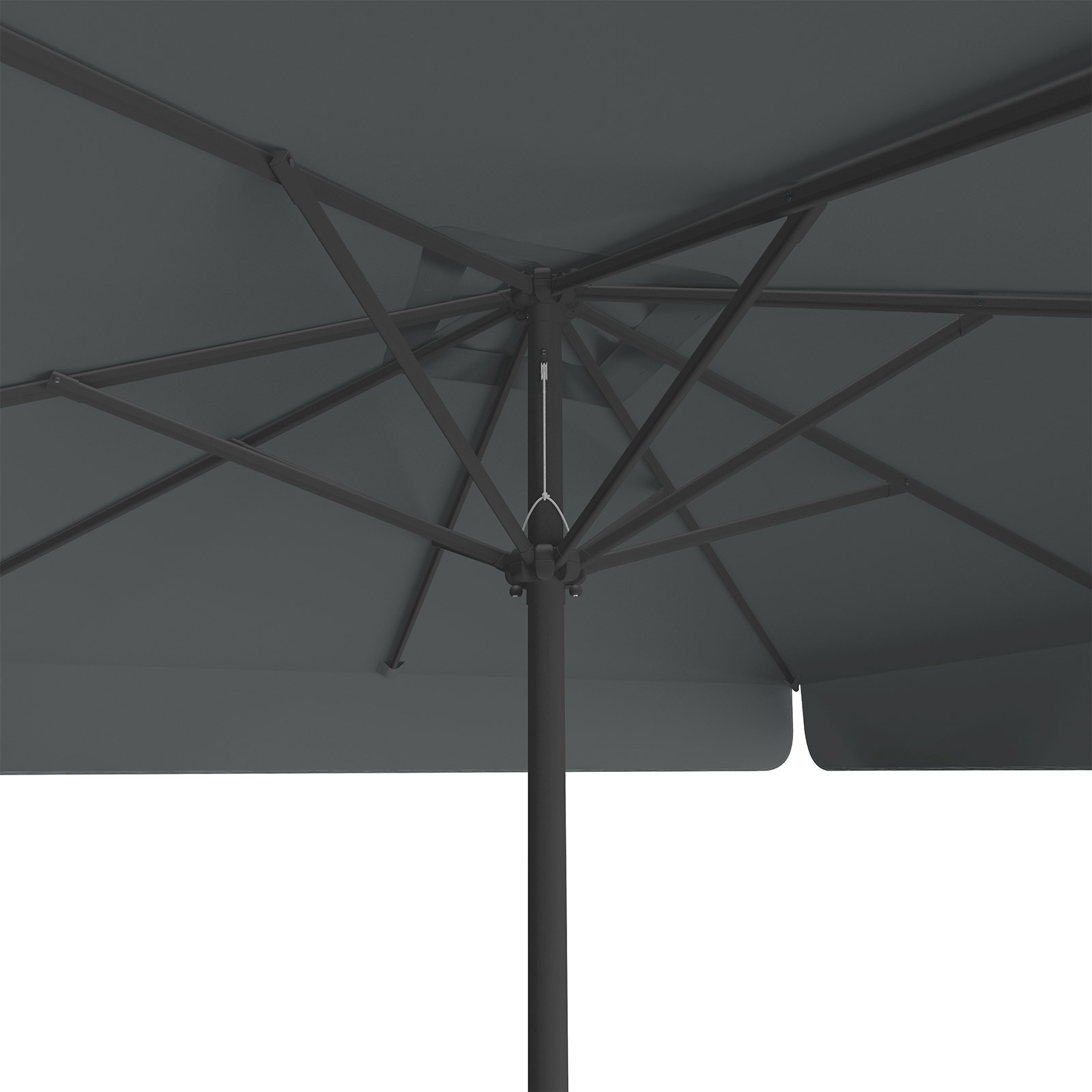 Sonnenschirm anthrazit, 250 x 250 cm, Ansicht von unten