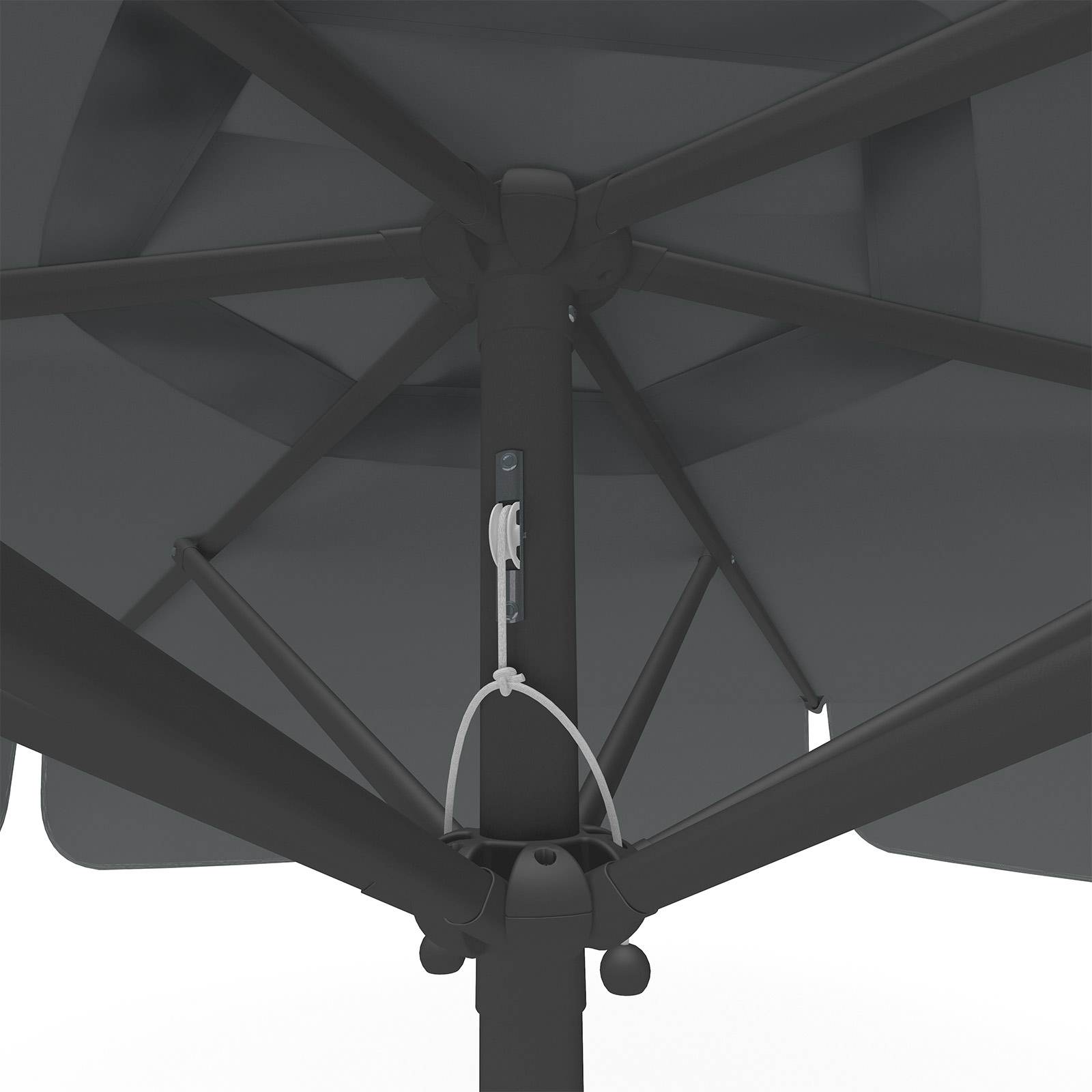 Sonnenschirm anthrazit, ø 250 cm, Detail Seilzug