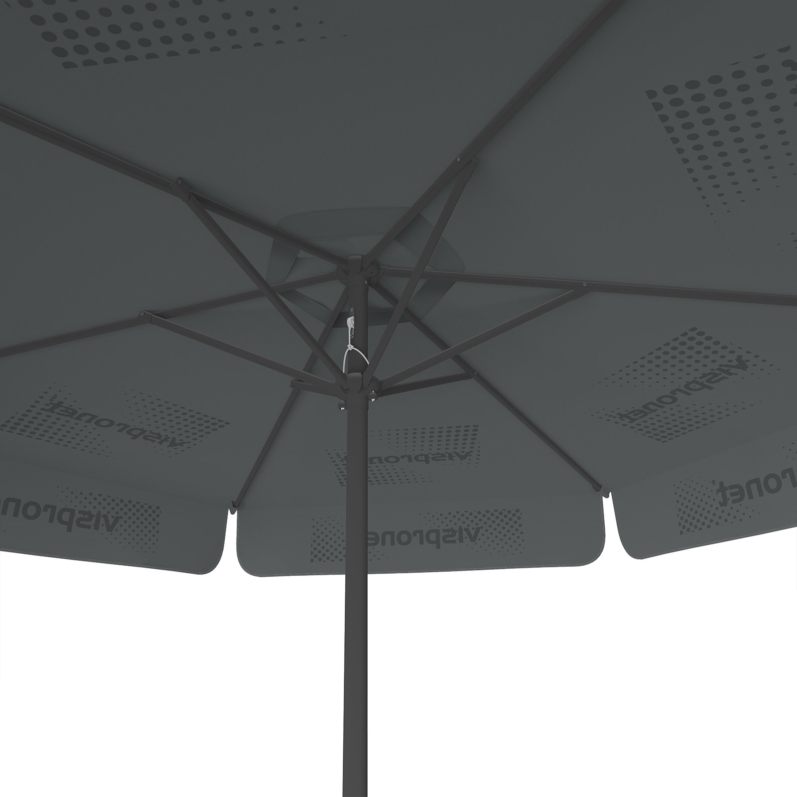 Sonnenschirm mit Logodruck, ø 250 cm, Ansicht von unten