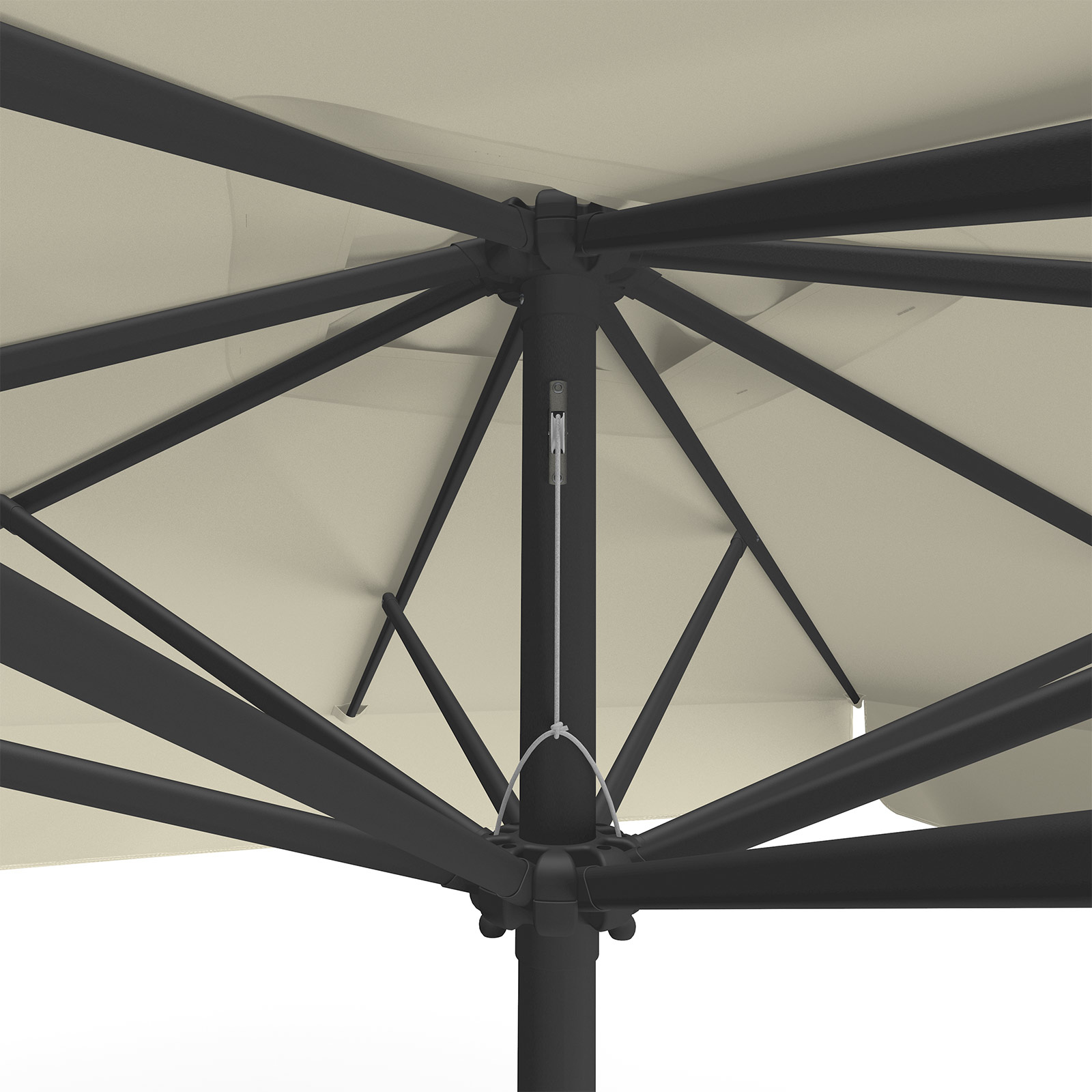 Sonnenschirm beige, 250 x 250 cm, Detail Seilzug