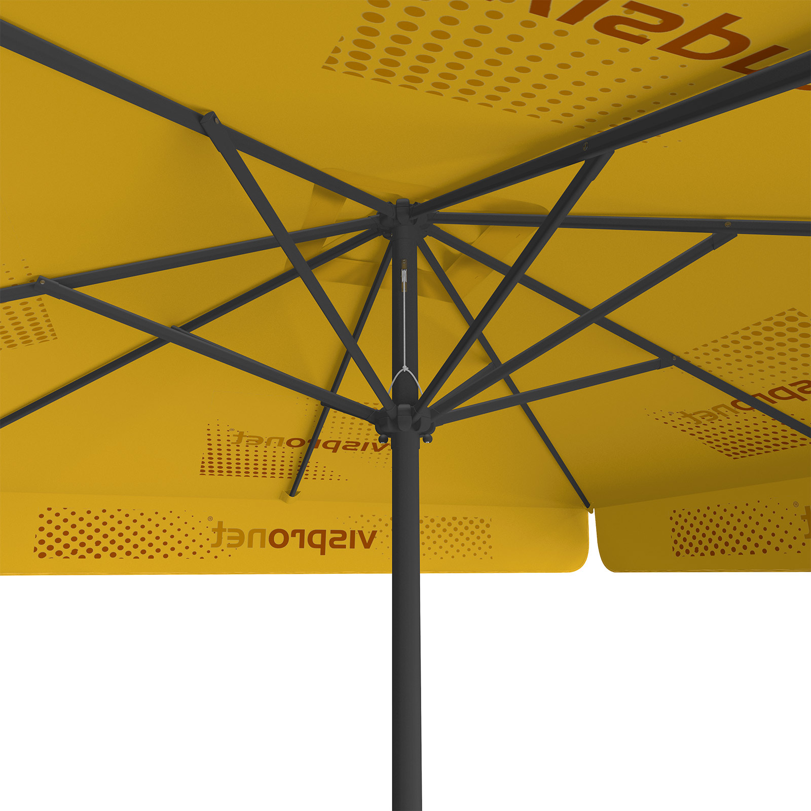 Sonnenschirm mit Logodruck, 250 x 250 cm, Ansicht von unten