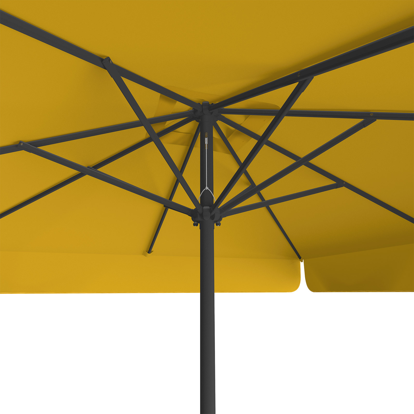 Sonnenschirm orange, 250 x 250 cm, Ansicht von unten