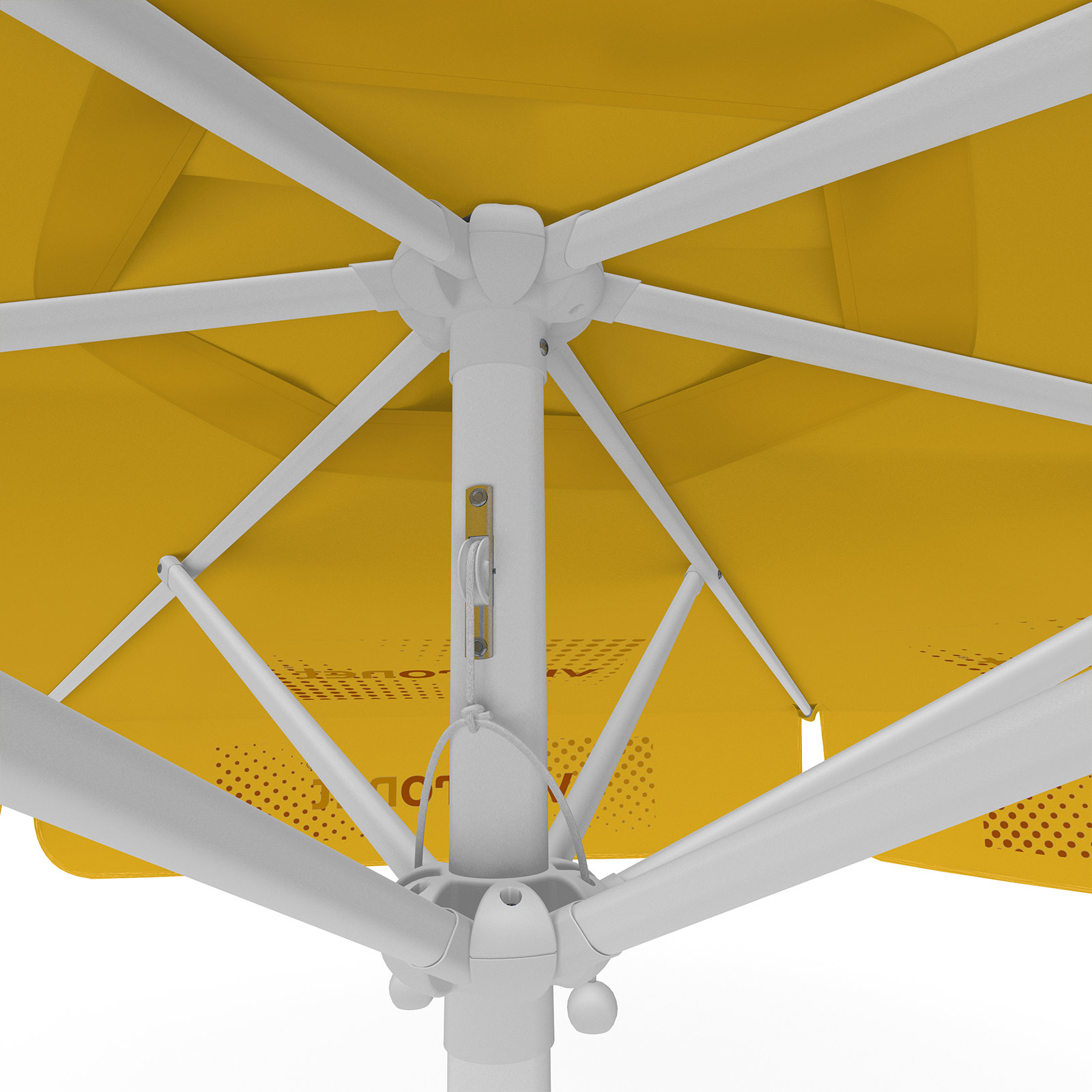 Sonnenschirm mit Logodruck, ø 250 cm, Ansicht von unten