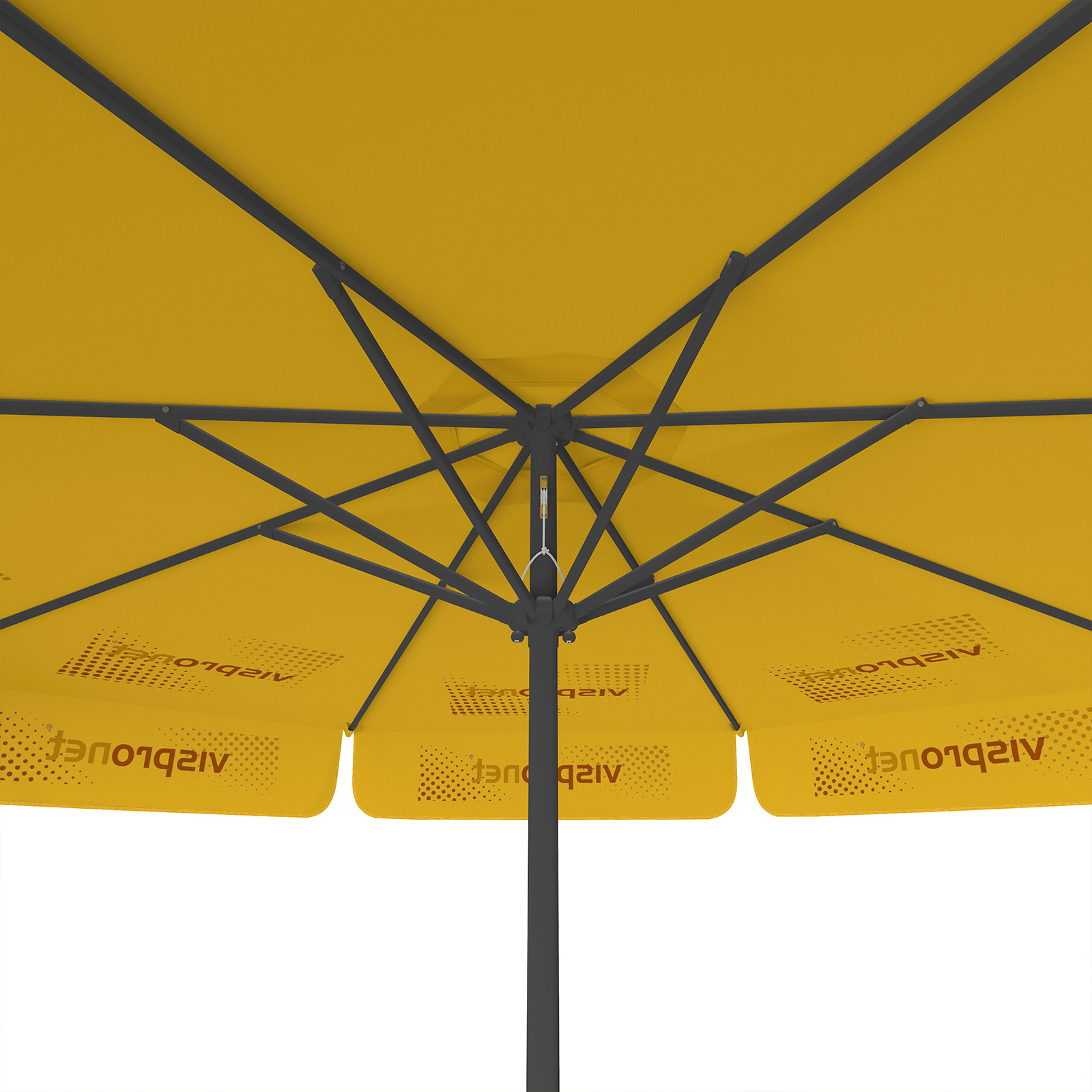 Sonnenschirm mit Logodruck, ø 300 cm, Ansicht von unten