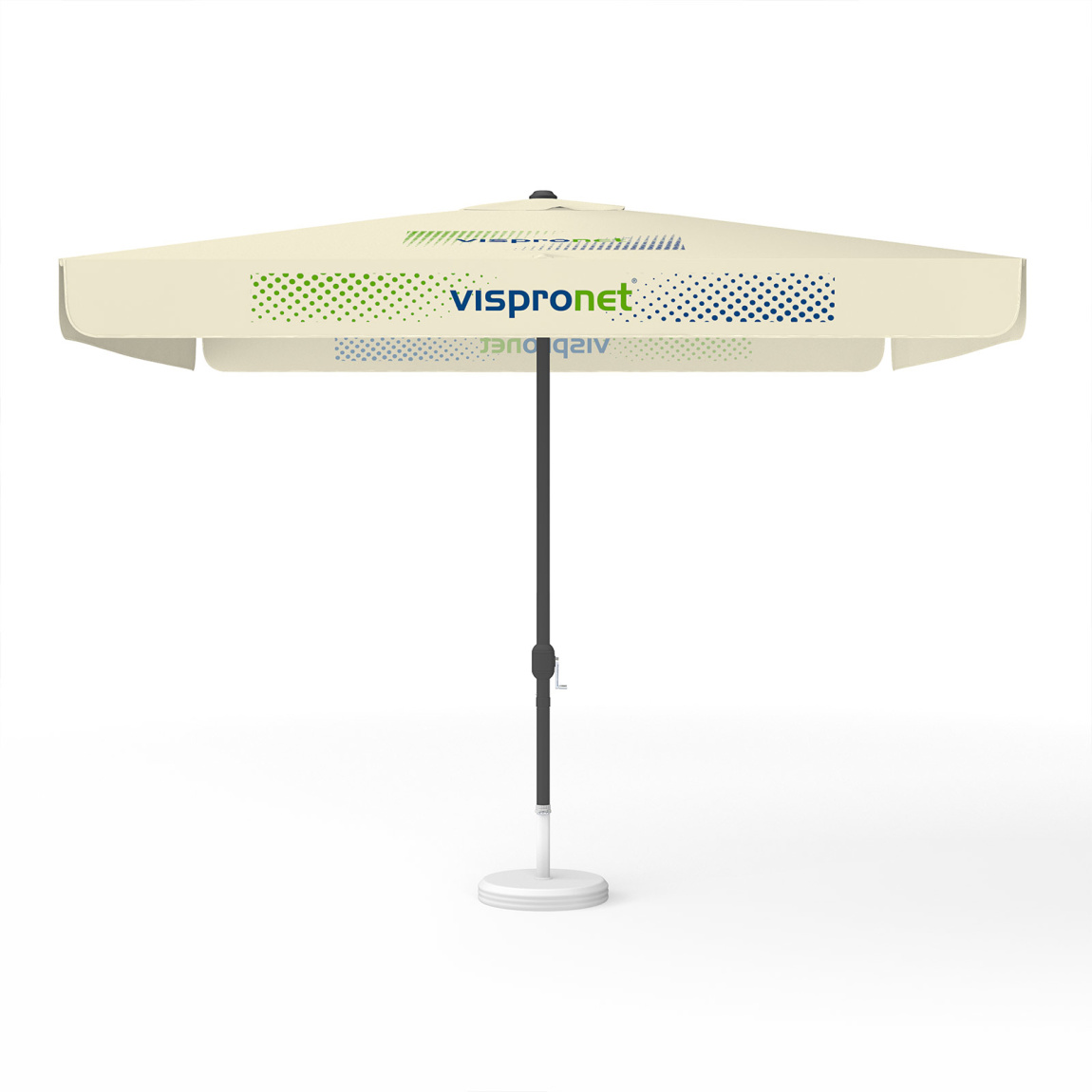 Sonnenschirm mit Logodruck, 300 x 300 cm, 2 Segmente bedruckt