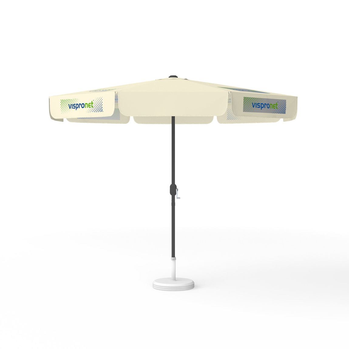 Sonnenschirm mit Logodruck, ø 300 cm, 4 Segmente mit 2 Motiven im Wechsel bedruckt