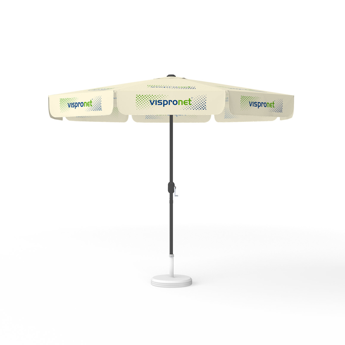 Sonnenschirm mit Logodruck, ø 300 cm, alle 8 Segmente mit 1 Motiv bedruckt