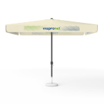 Sonnenschirm mit Logodruck, 300 x 300 cm, 4 Volants mit 2 Motiven im Wechsel bedruckt