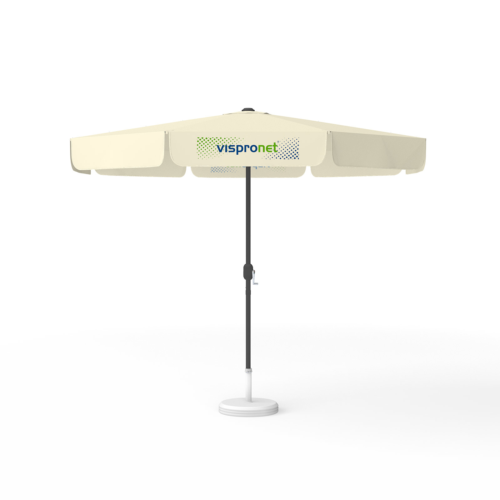 Sonnenschirm mit Logodruck, ø 300 cm, 4 Volants mit 1 Motiv bedruckt