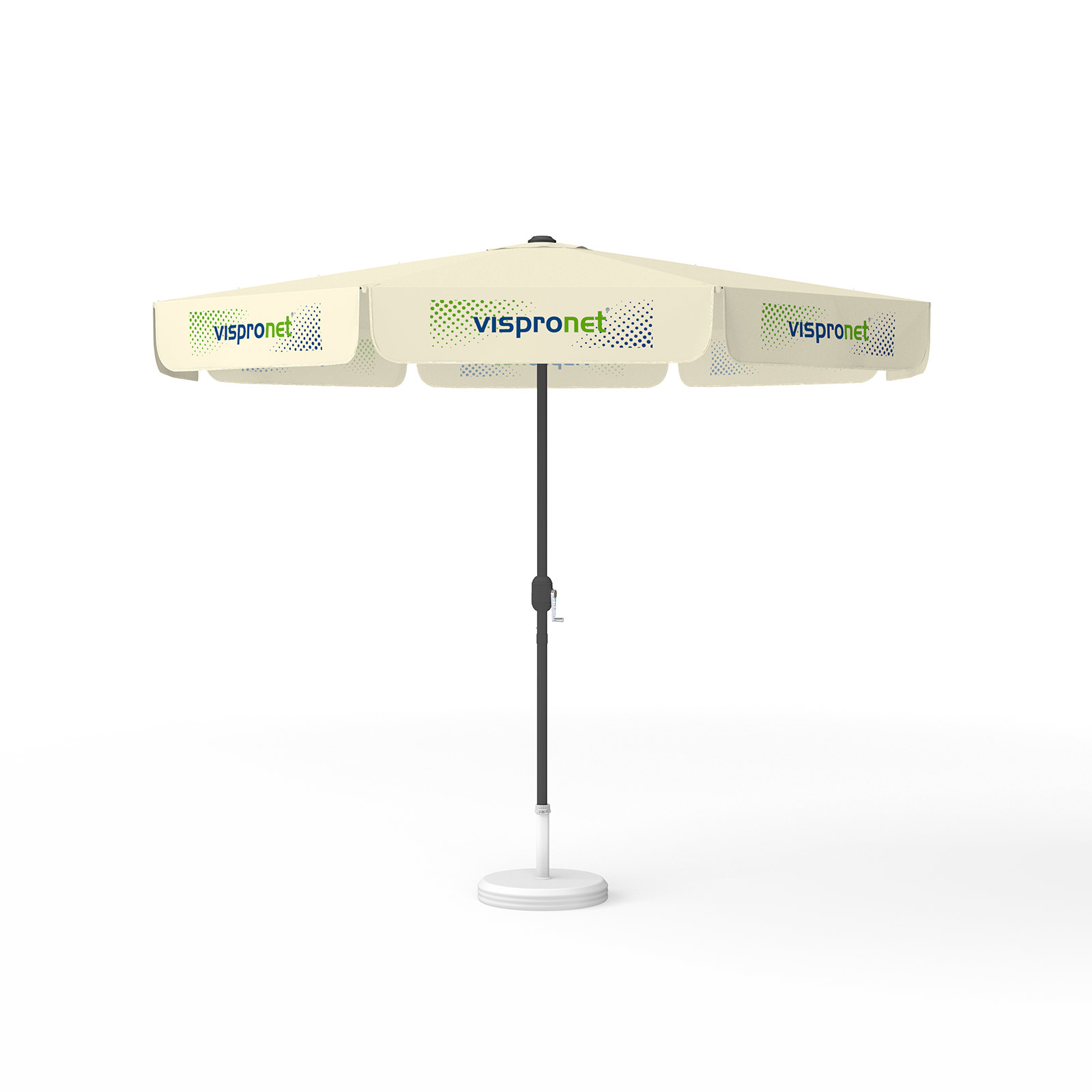 Sonnenschirm mit Logodruck, ø 300 cm, alle 8 Segmente mit 1 Motiv bedruckt