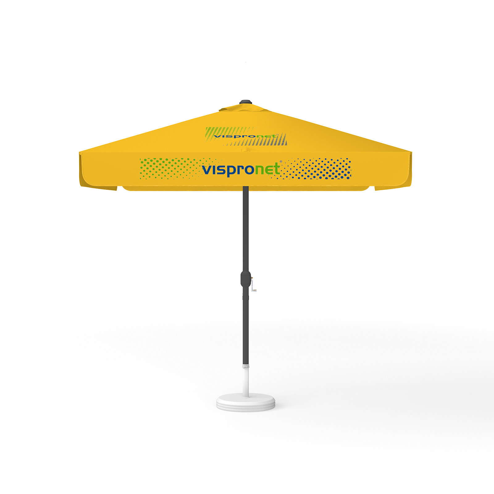 Sonnenschirm mit Logodruck, 250 x 250 cm, 4 Segmente mit 2 Motiven im Wechsel bedruckt