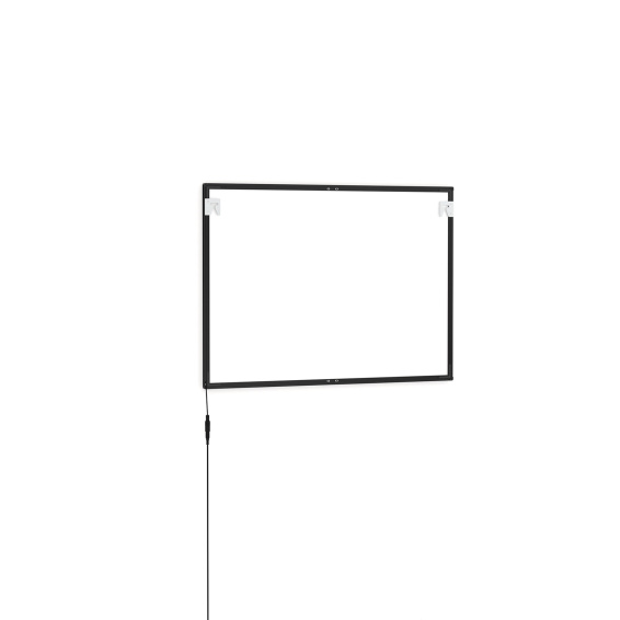 Posterrahmen LED, Rückseite mit Wandhaltern und Stromanschlusskabel