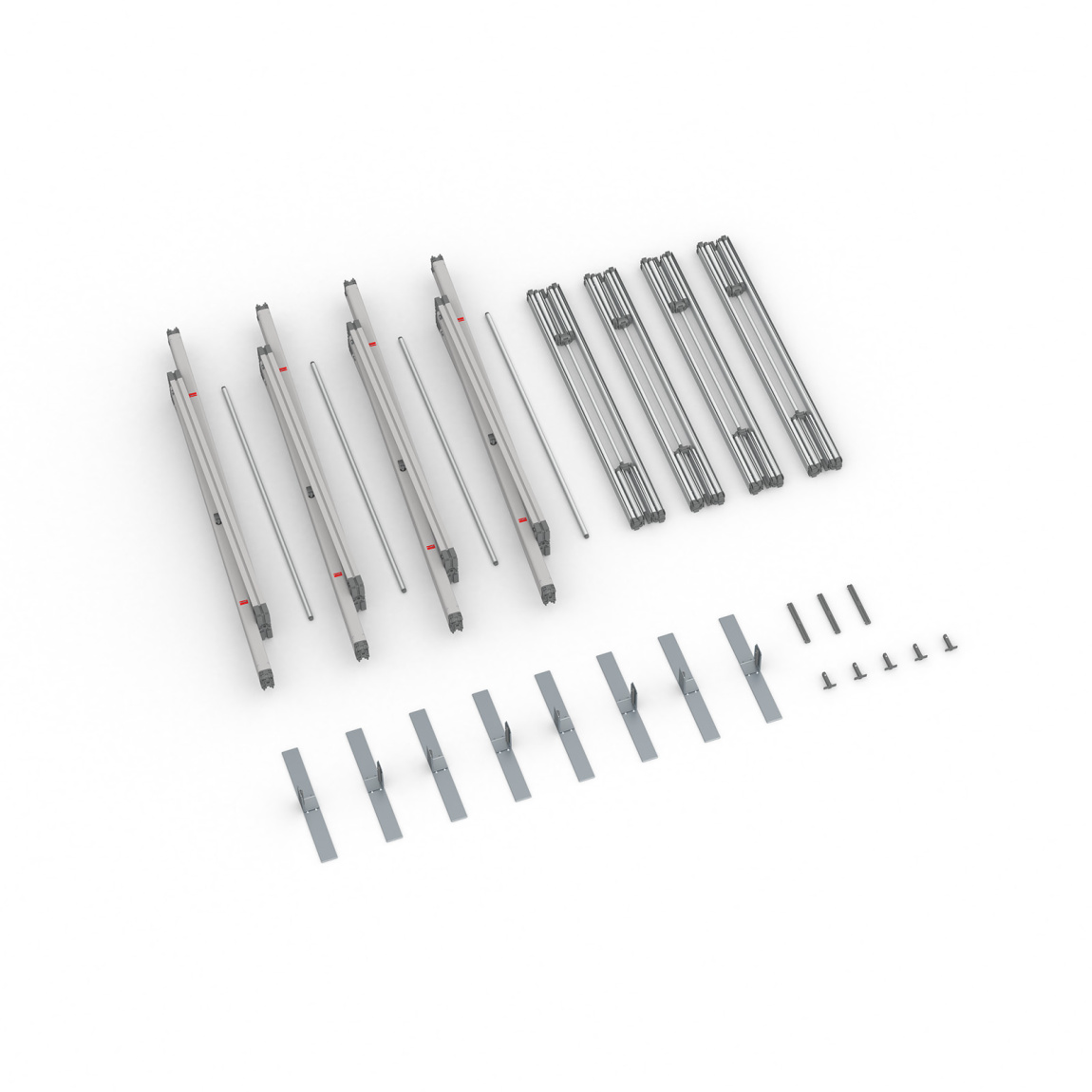 Lieferumfang Kederdisplay flex, Systembreite 400 cm, Systemhöhe 300 cm