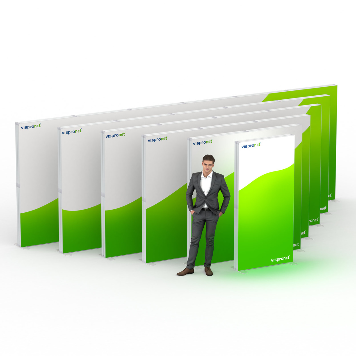 Messewand Lightbox flex, Größenvergleich