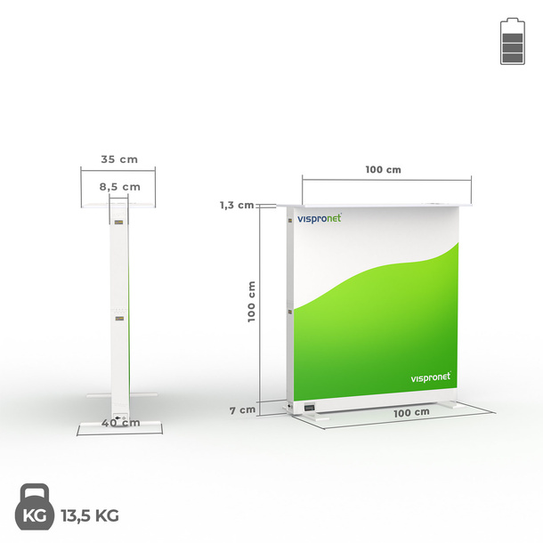 Maße der Messetheke Lightbox fold Akku 