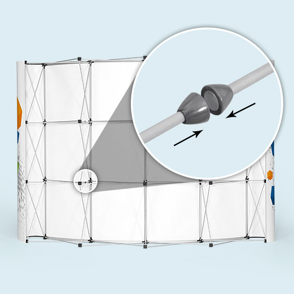 Pop Up Faltdisplay Magnet, Rückseite, mit Magnetverbindern