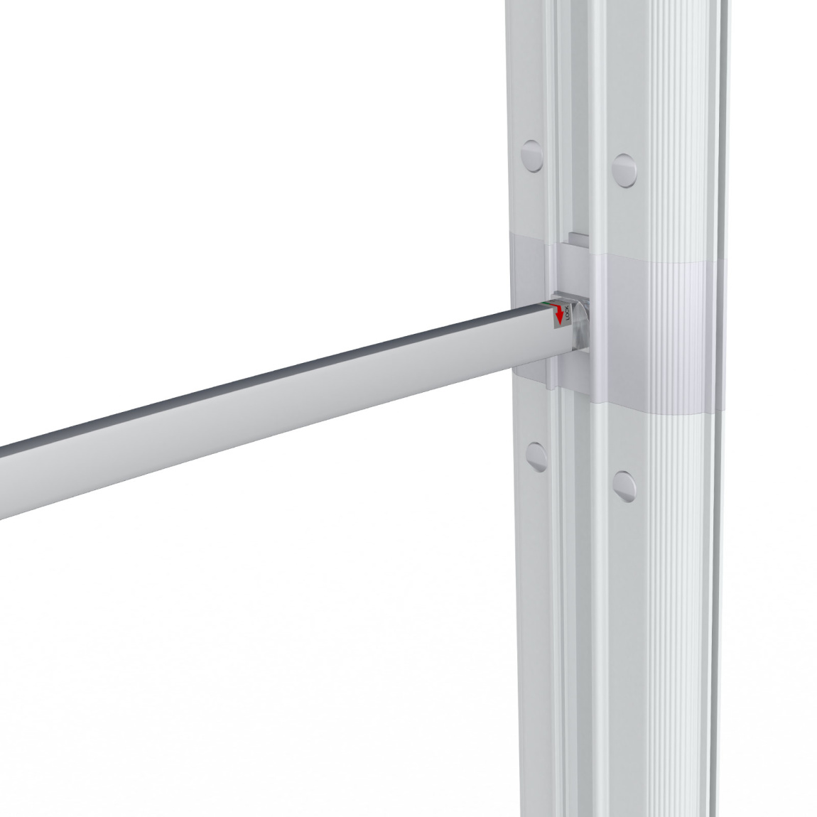 Messewand Lightbox flex curved, Detail: Befestigung Stützstange