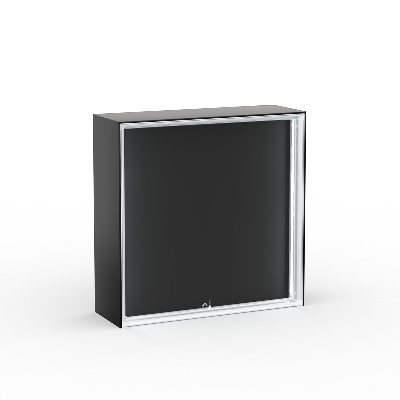 Messetheke Lightbox flex Select: schwarze Rückseite mit Öse