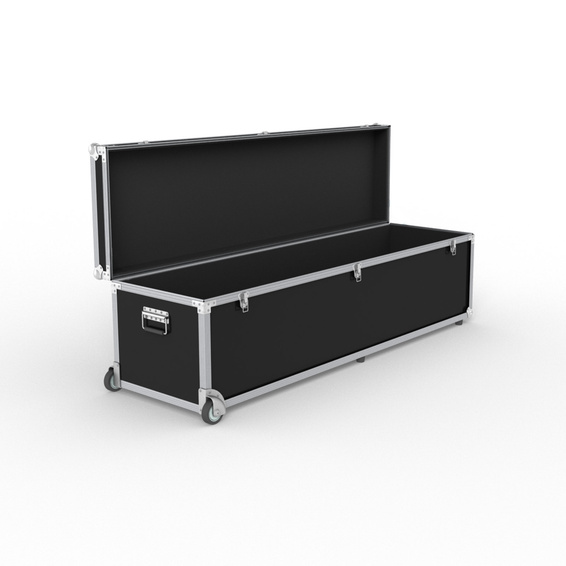 Trolleybox: Deckel aufstellbar, mit gepolstertem Innenraum und Rändern