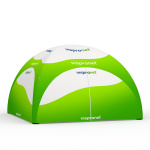 Eventzelt Air 6 x 6 m mit 3 Vollwänden und 1 Wand mit Eingang